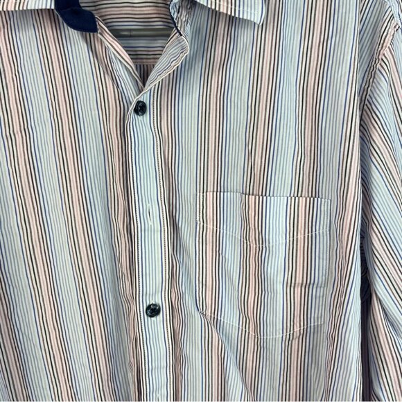 Tasso Elba button up collared shirt stripesMulticolor Striped Men's Shirt - Picture 8 of 13